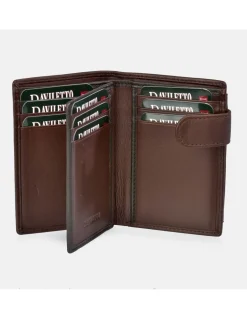 DAVILETTO Cartera con cierre para hombre en piel con tarjetero y monedero con estuche de regalo
