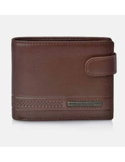 DAVILETTO Cartera de hombre de piel tipo americano con broche y estuche de regalo