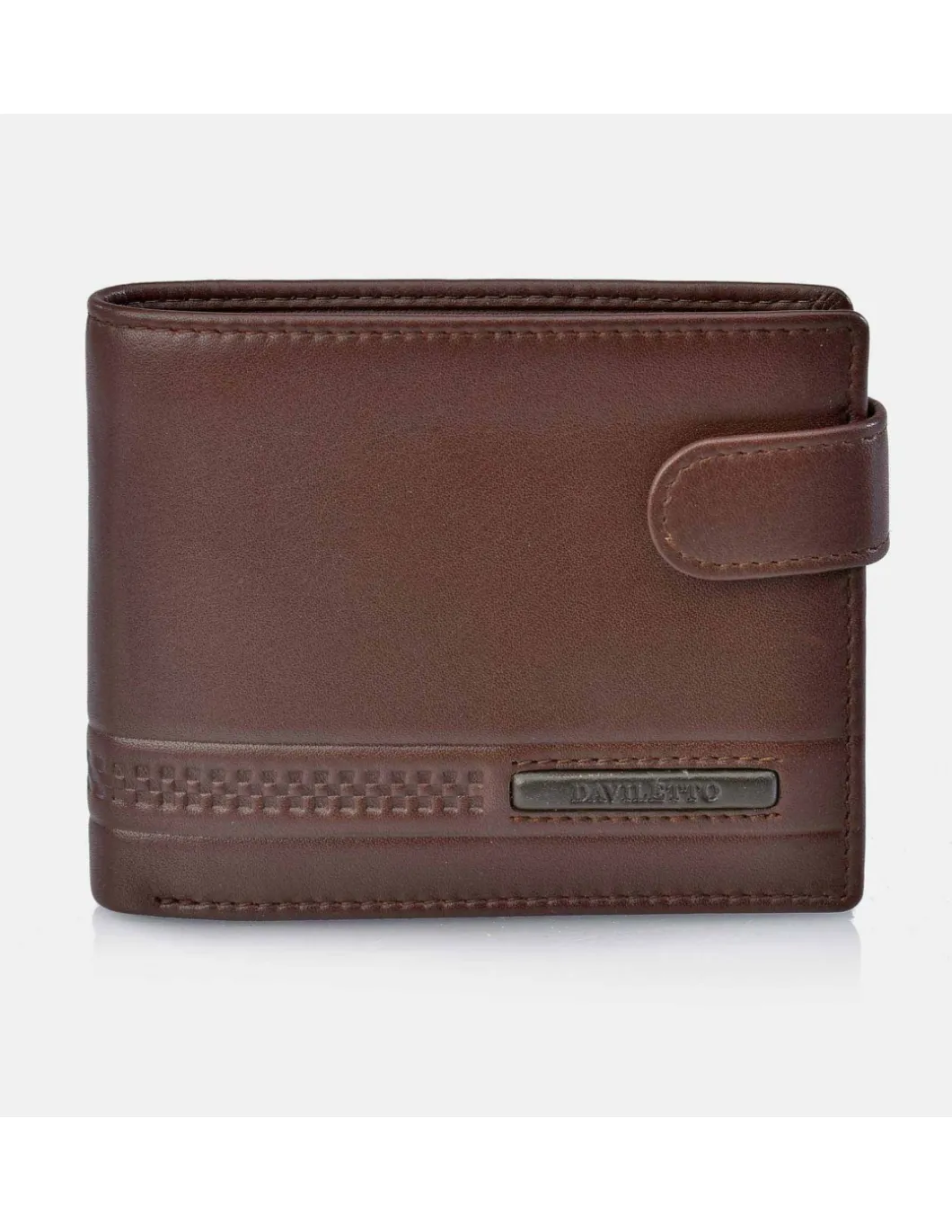 DAVILETTO Cartera de hombre de piel tipo americano con broche y estuche de regalo