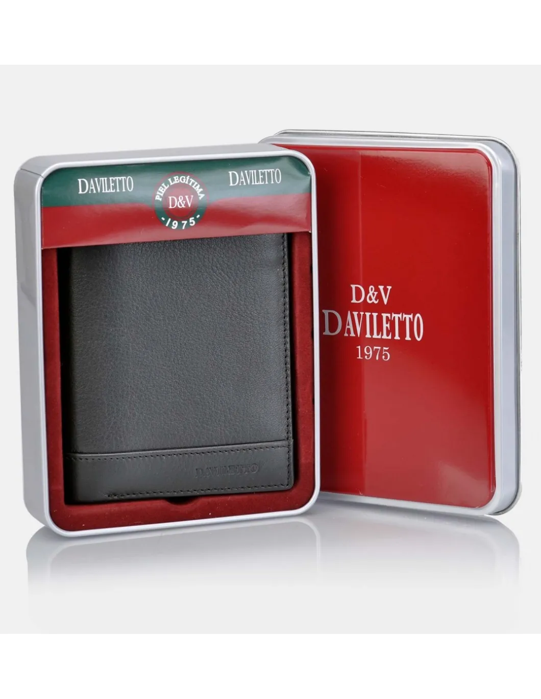 DAVILETTO Cartera de hombre en piel con tarjetero y estuche de regalo