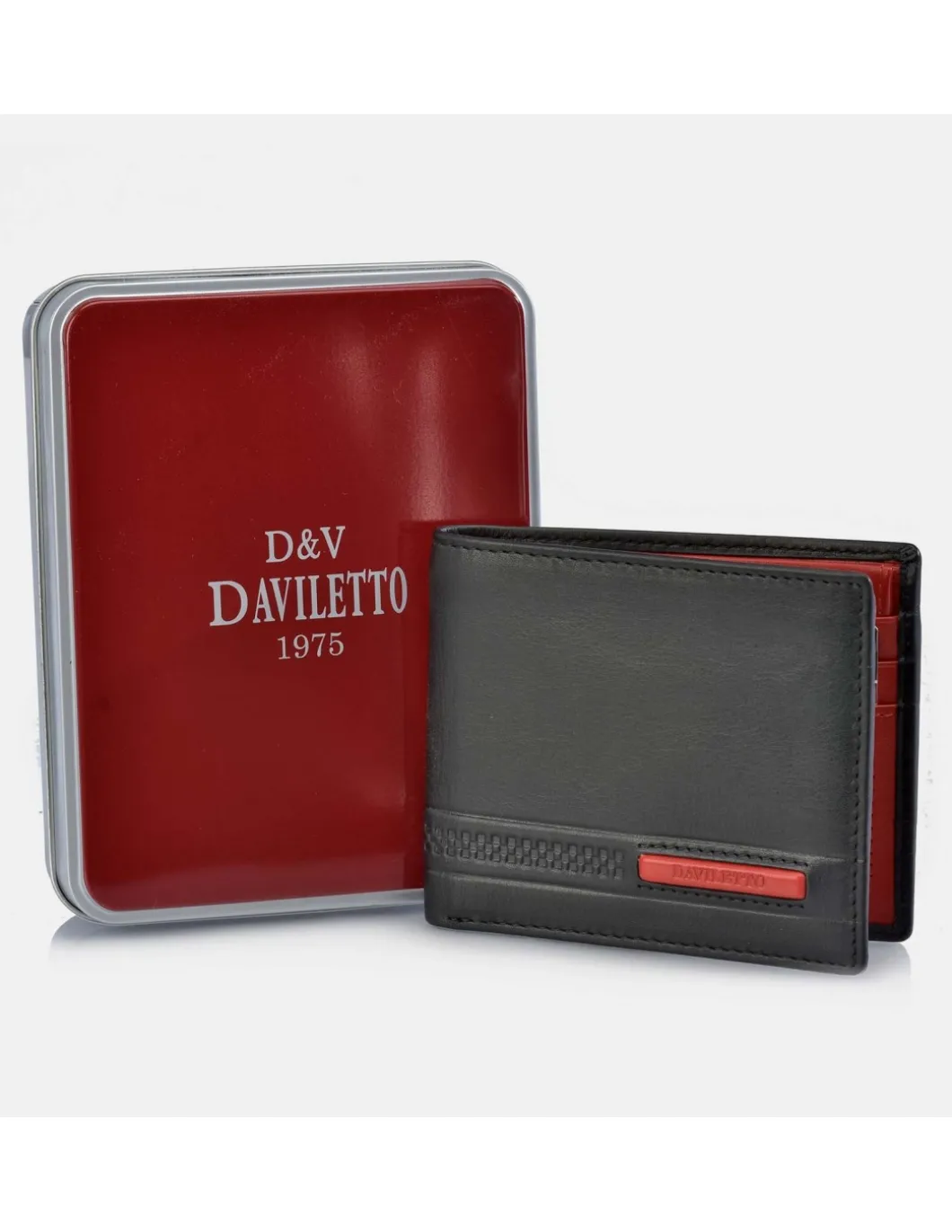 DAVILETTO Cartera de hombre de piel tipo americano con cremallera