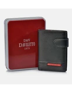 DAVILETTO Cartera grande para hombre de piel con monedero y estuche de regalo
