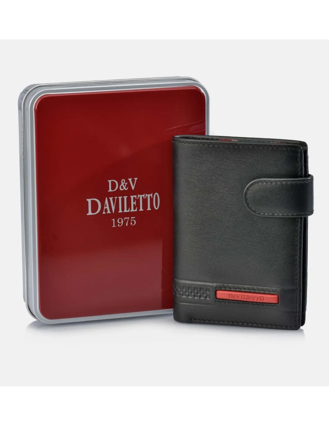 DAVILETTO Cartera grande para hombre de piel con monedero y estuche de regalo
