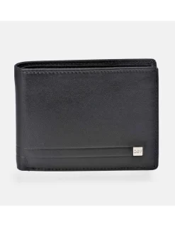 DAVILETTO cartera tipo americano para hombre con monedero en piel suave y aplique