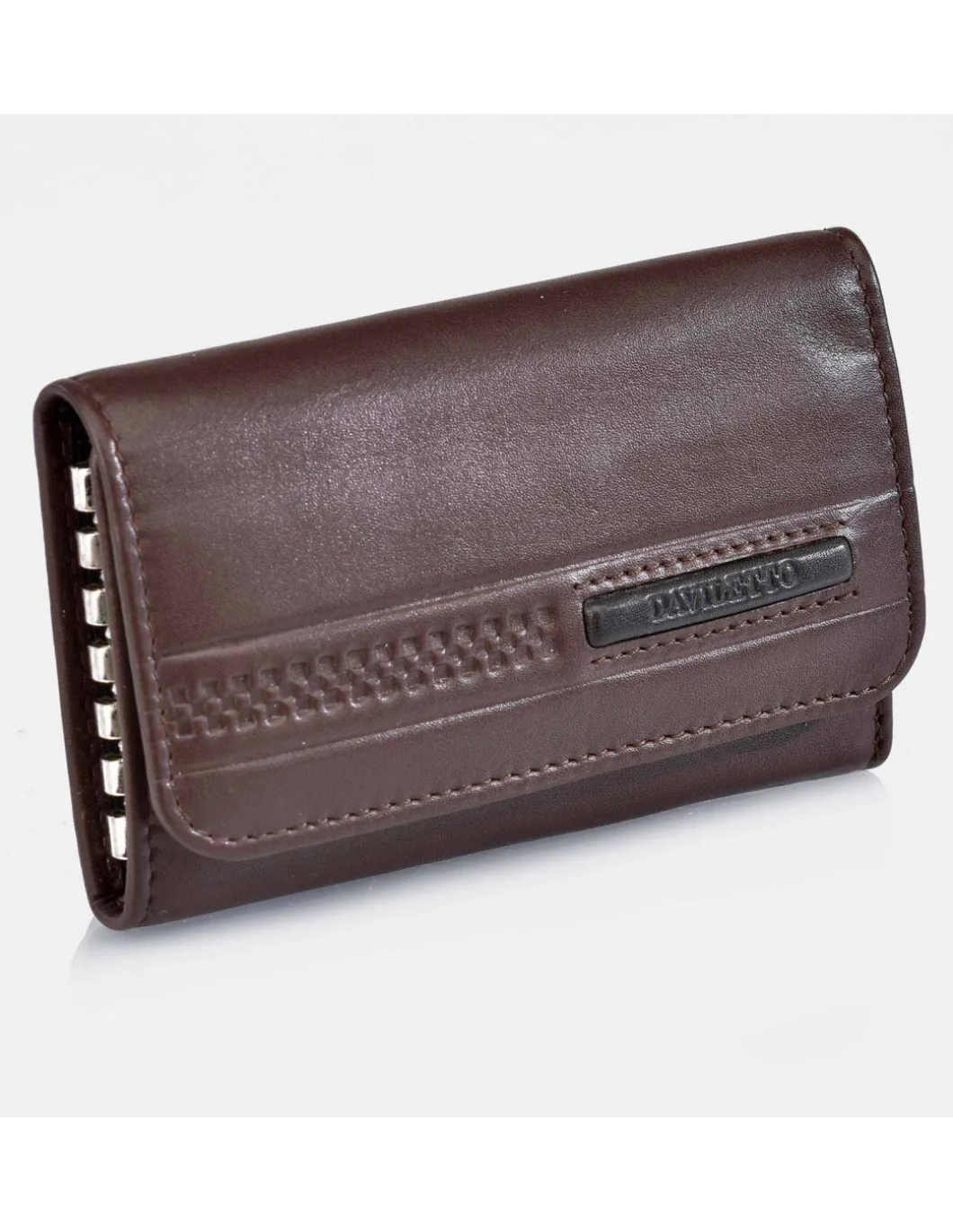 DAVILETTO Llavero plano de piel para hombre para llaves