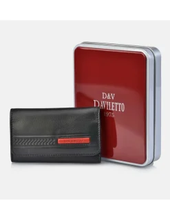 DAVILETTO Llavero plano de piel para hombre para llaves