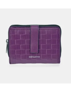 DAVILETTO monedero billetero compacto para mujer piel trenzado