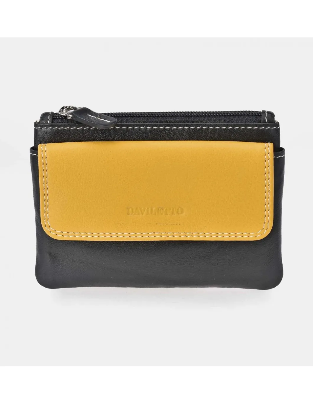 DAVILETTO monedero de piel color con cremallera para hombre