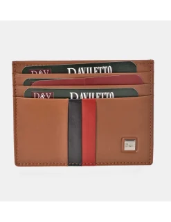 DAVILETTO Tarjetero plano para hombre en piel con bandas