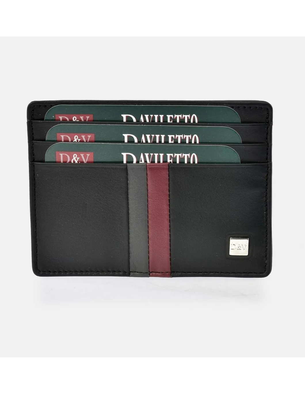 DAVILETTO Tarjetero plano para hombre en piel con bandas