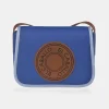EL CABALLO Bolso bandolera con solapa en piel y lona canvas para mujer
