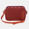 EL CABALLO Bolso bandolera con cremallera en lona estampada y piel