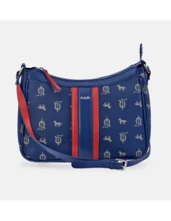 EL CABALLO Bolso bandolera para mujer en piel y lona estampada