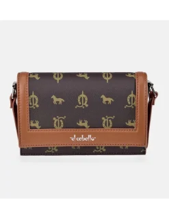 EL CABALLO Bolso bandolera mini con solapa para mujer calidad lona y piel