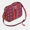 EL CABALLO Bolso bandolera con cremallera para mujer en lona estampada y piel