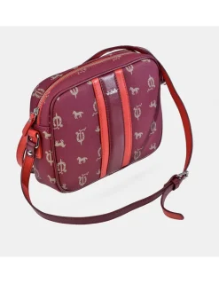 EL CABALLO Bolso bandolera con cremallera para mujer en lona estampada y piel