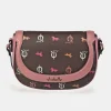 EL CABALLO Bolso bandolera mini con solapa para mujer en piel y lona estampada