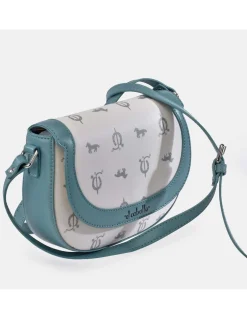 EL CABALLO Bolso bandolera con solapa en piel y lona