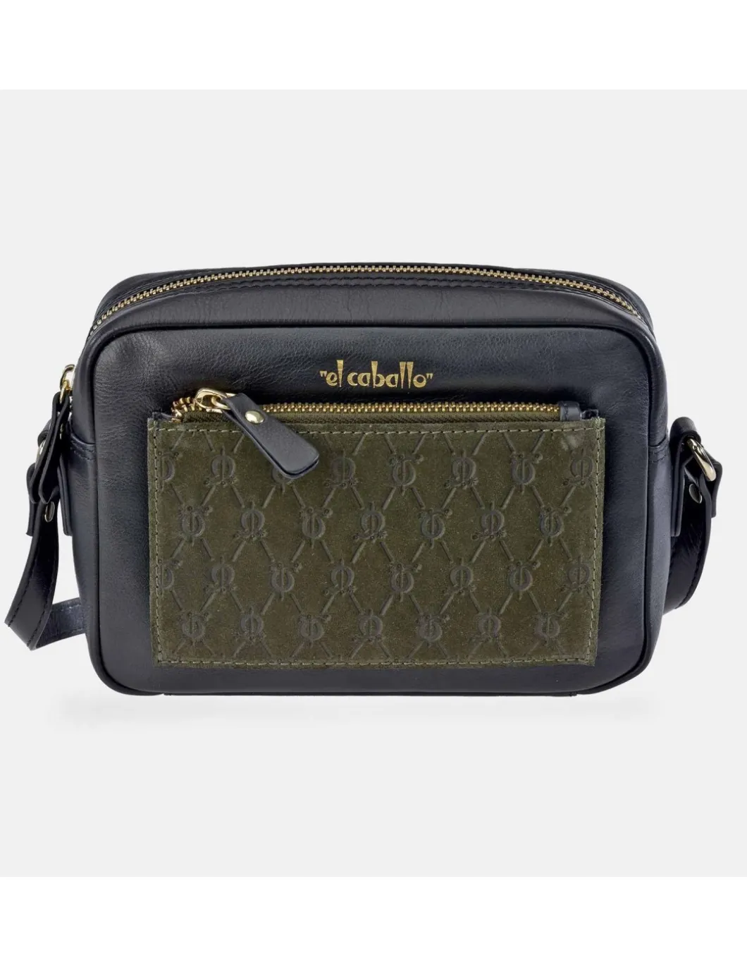 EL CABALLO Bolso bandolera con cremalleras de mujer en Piel Serraje