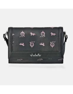 EL CABALLO Bolso bandolera mini con solapa para mujer calidad lona y piel