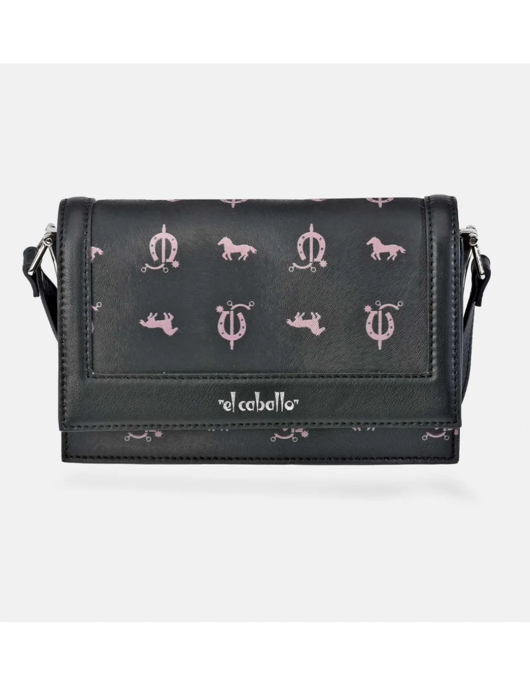 EL CABALLO Bolso bandolera mini con solapa para mujer calidad lona y piel