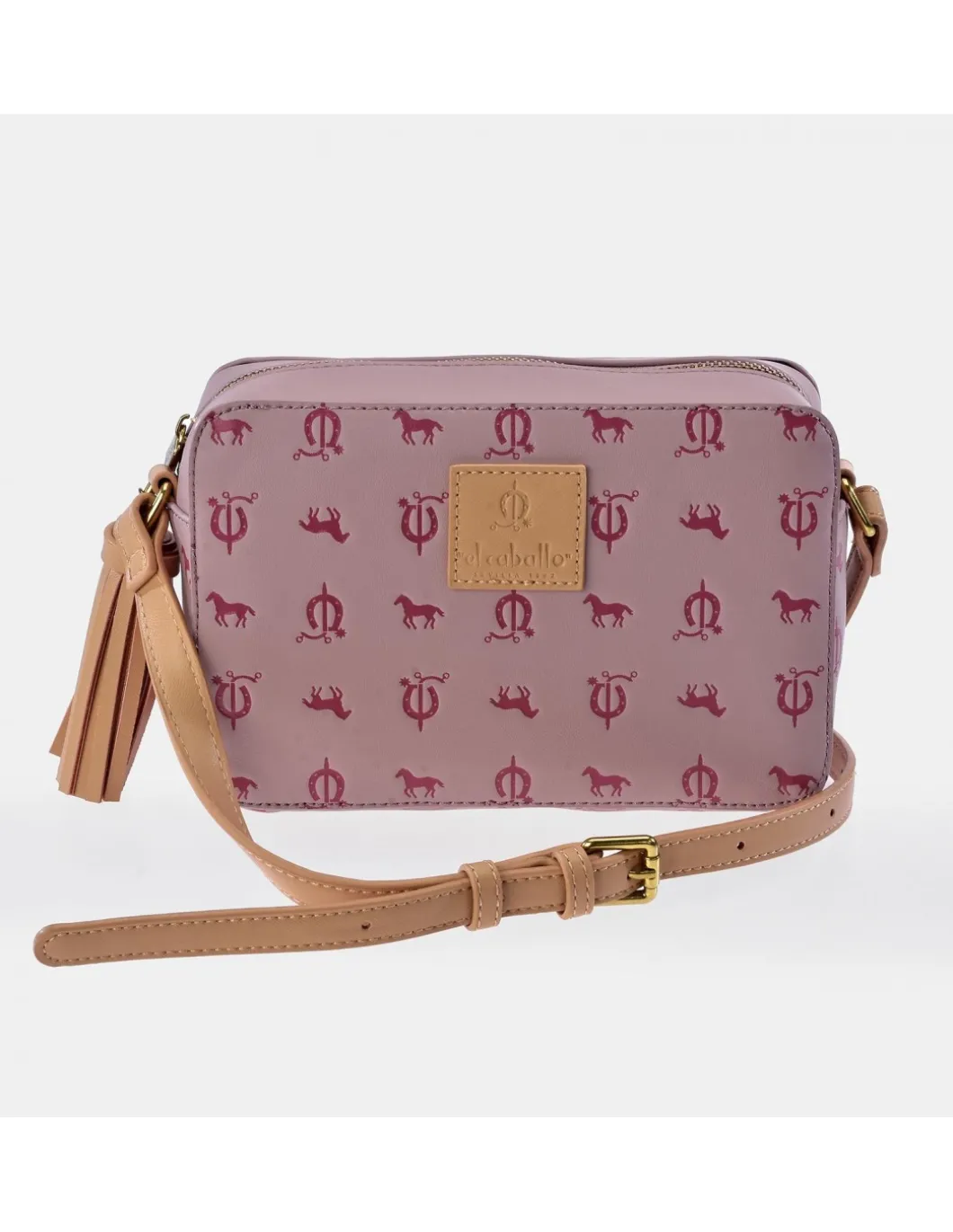 EL CABALLO bolso bandolera cuadrado para mujer en calidad logo estampado sintético