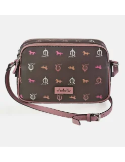 EL CABALLO Bolso con bandolera para mujer doble cremallera calidad lona y piel