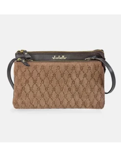 EL CABALLO Bolso de bandolera con cremalleras para mujer calidad piel Serraje