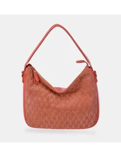 EL CABALLO Bolso de hombro con bandolera para mujer en piel y serraje grabado