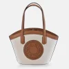 EL CABALLO Bolso de mano tote para mujer en piel y lona canvas