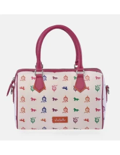 EL CABALLO Bolso de mano en lona estampada y piel con bandolera