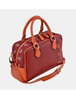 EL CABALLO Bolso de mano en lona estampada y piel con cremallera