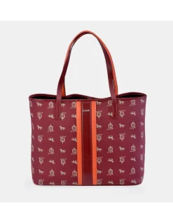 EL CABALLO Bolso grande Shopping para mujer en lona estampada y piel