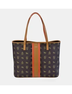 EL CABALLO Bolso grande Shopping para mujer en lona estampada y piel