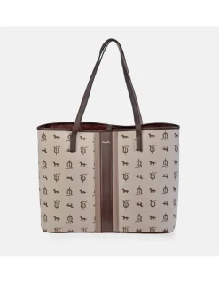 EL CABALLO Bolso grande Shopping para mujer en lona estampada y piel