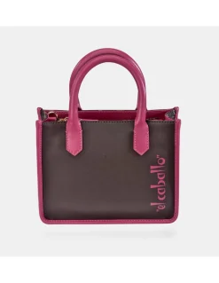 EL CABALLO Bolso mini Tote de mano en lona estampada y piel