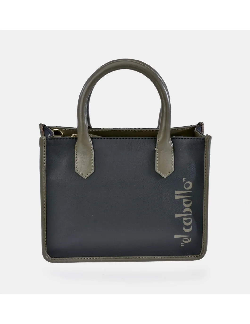 EL CABALLO Bolso mini Tote de mano en lona estampada y piel
