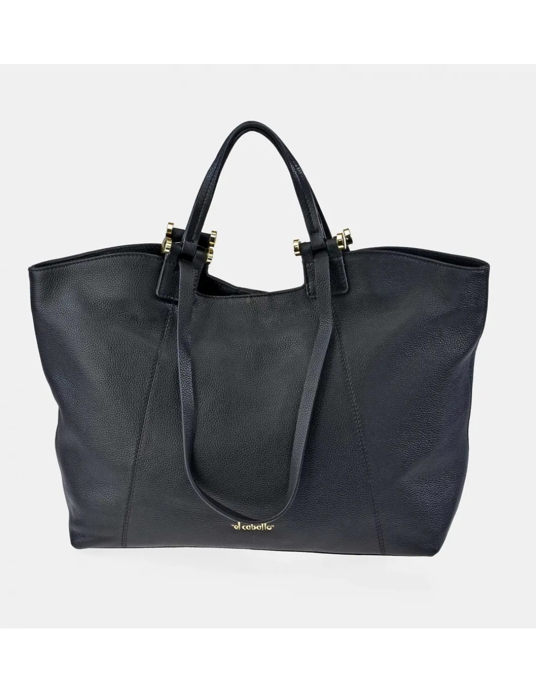 EL CABALLO Bolso shopper en piel con cremallera y dobles asas