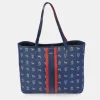 EL CABALLO Bolso shopping grande para mujer en piel y lona estampada