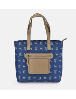 EL CABALLO Bolso Shopping doble asa para Mujer calidad Lona- Piel marca
