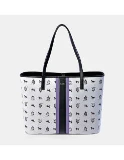 EL CABALLO Bolso shopping grande para mujer en piel y lona estampada