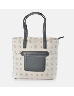 EL CABALLO Bolso Shopping doble asa para Mujer calidad Lona- Piel marca