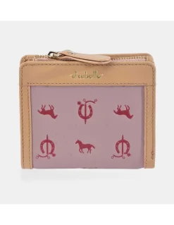 EL CABALLO mini monedero billetero para mujer en lona y piel vaqueta