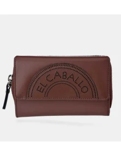 EL CABALLO monedero billetero con cremallera y solapa en piel para señora