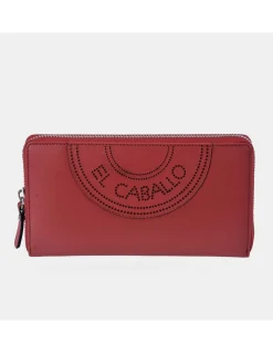 EL CABALLO monedero billetero grande con cremallera en piel Napa para mujer