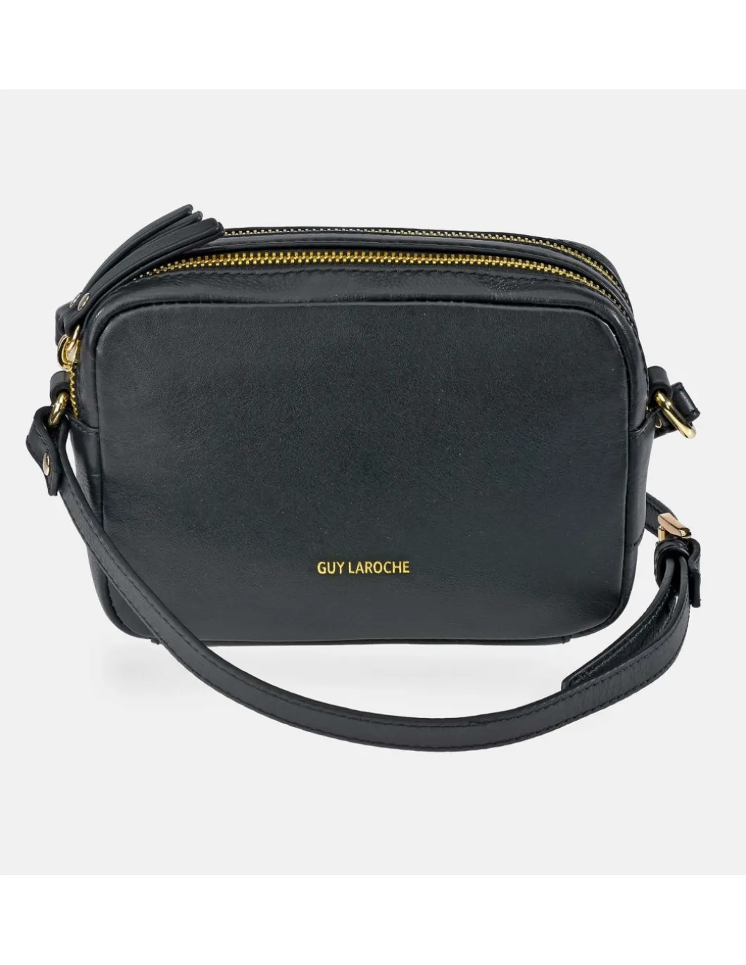 GUY LAROCHE bolso bandolera para mujer en piel con doble cremallera de la colección CAVIAR