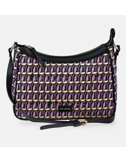 GUY LAROCHE bolso bandolera para mujer en piel y lona estampada