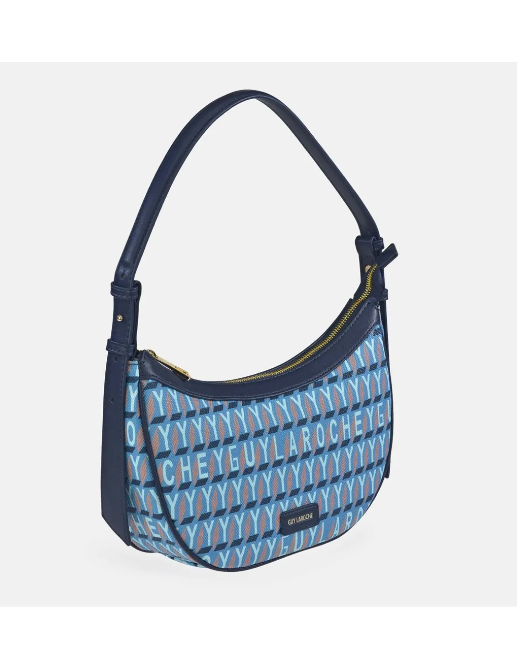GUY LAROCHE bolso de hombro en piel y lona estampada para mujer
