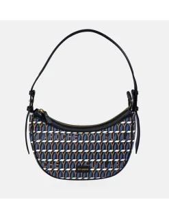 GUY LAROCHE bolso de hombro para mujer en piel y lona estampada