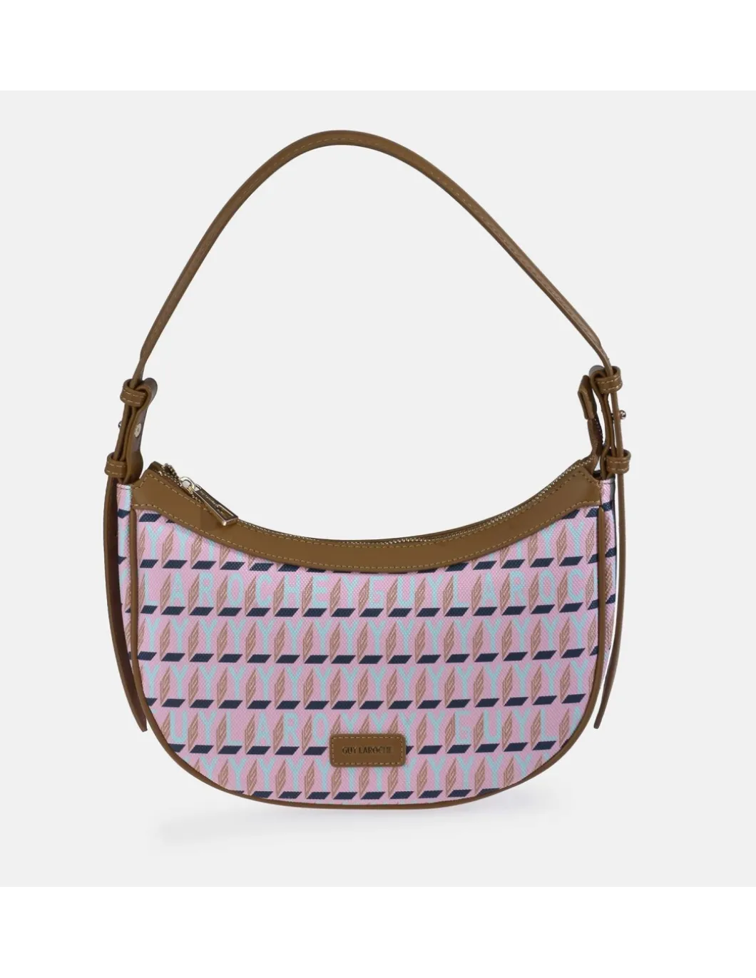 GUY LAROCHE bolso de hombro en piel y lona estampada para mujer